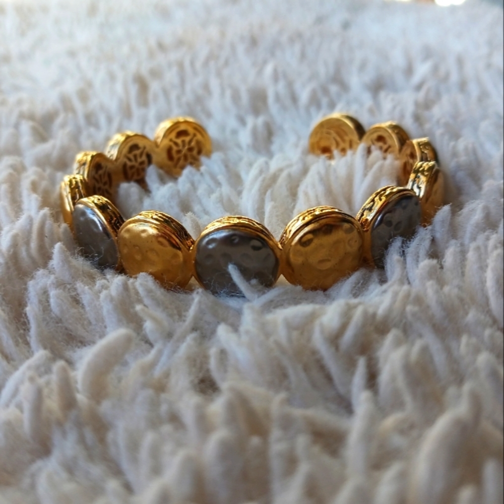 Rustic Cuff brass and silver bracelet